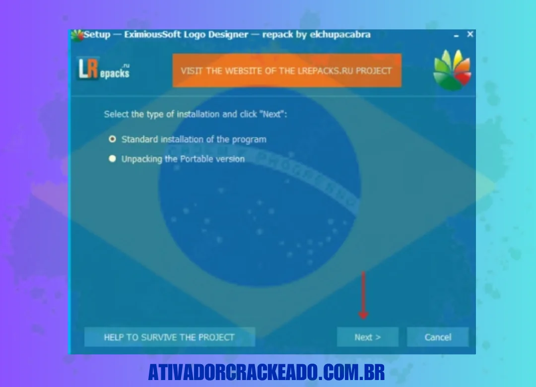 Primeiro, selecione o tipo de instalação e clique em Avançar.