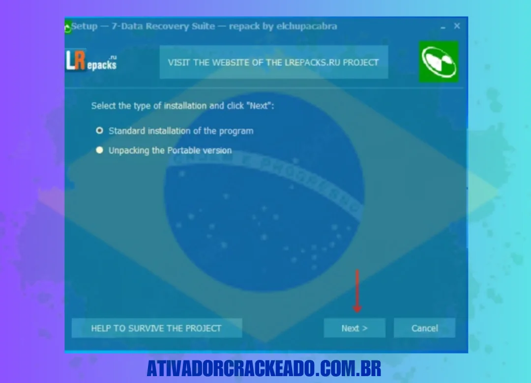 Primeiro, selecione o tipo de instalação e clique em Avançar.