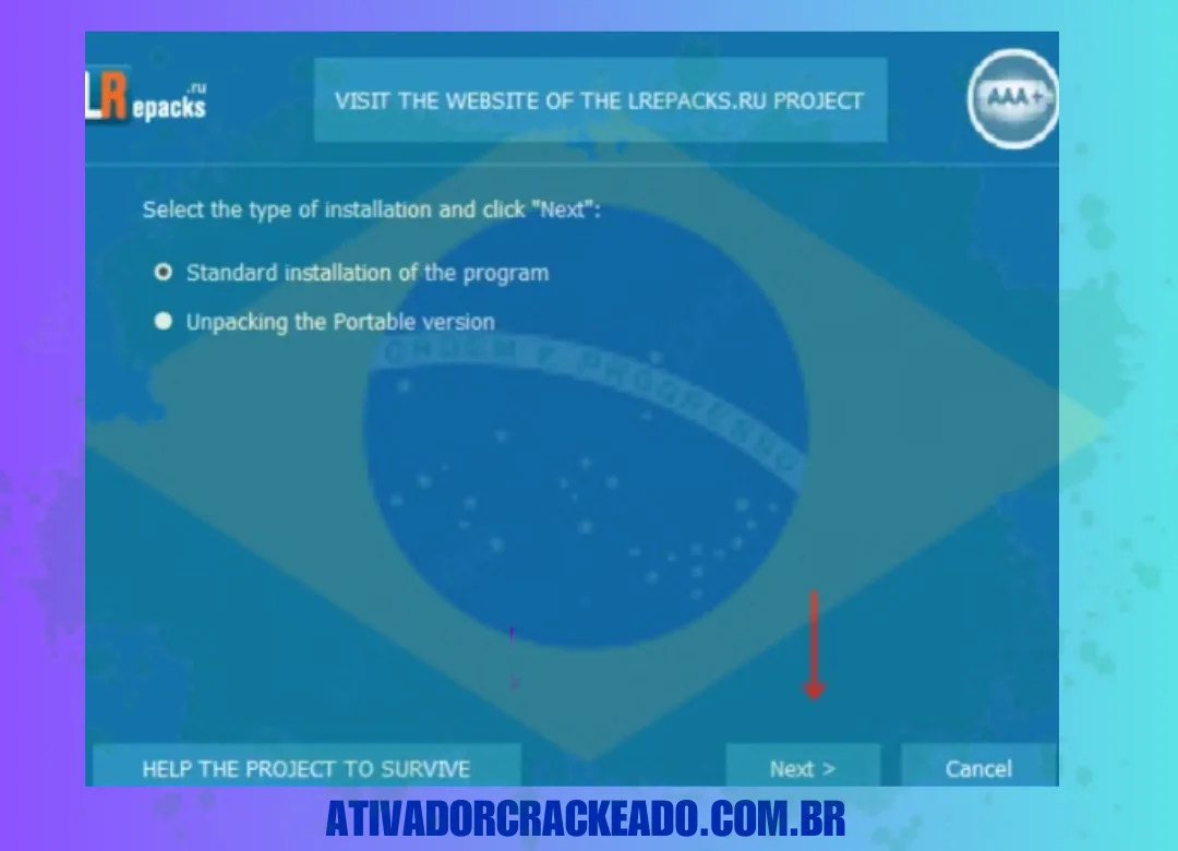 Primeiro, selecione o tipo de instalação e clique em Avançar.