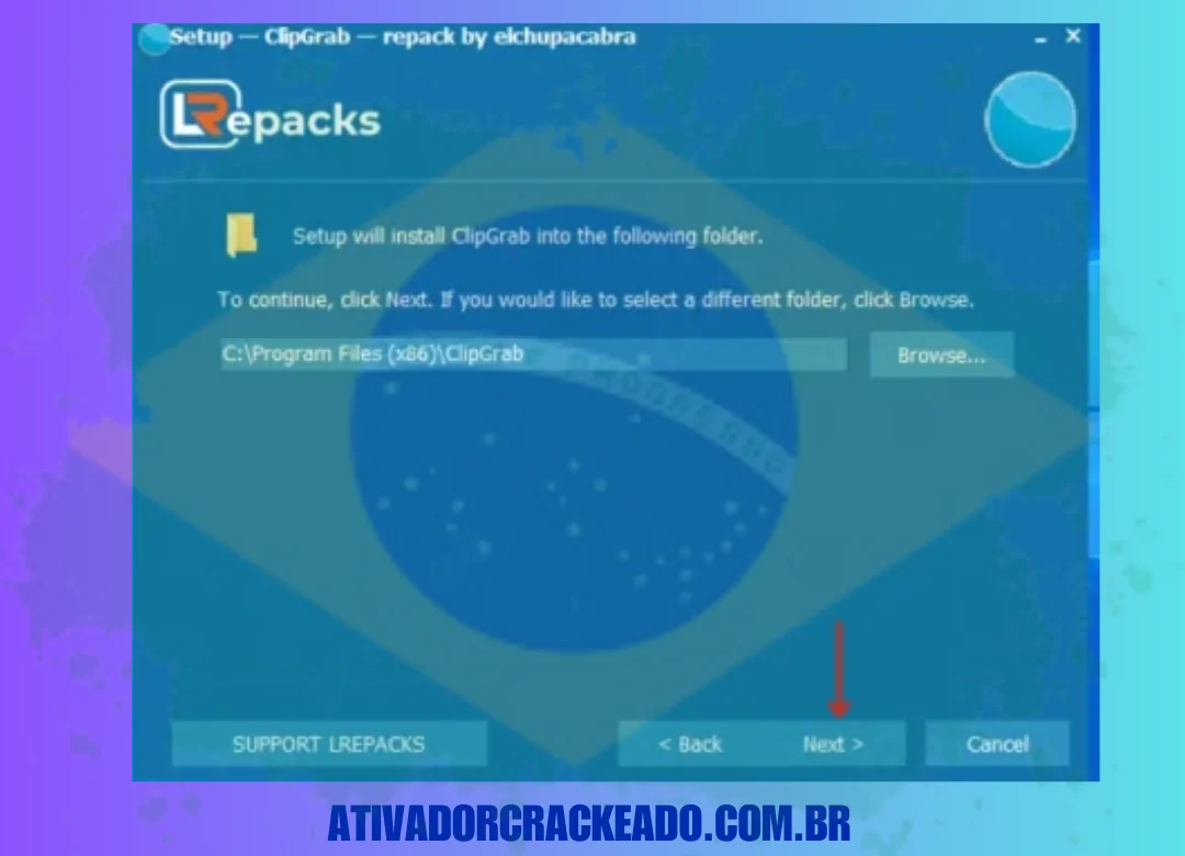 Agora, se você quiser especificar a pasta de instalação do programa, clique em Procurar ou, para continuar, clique em Avançar.