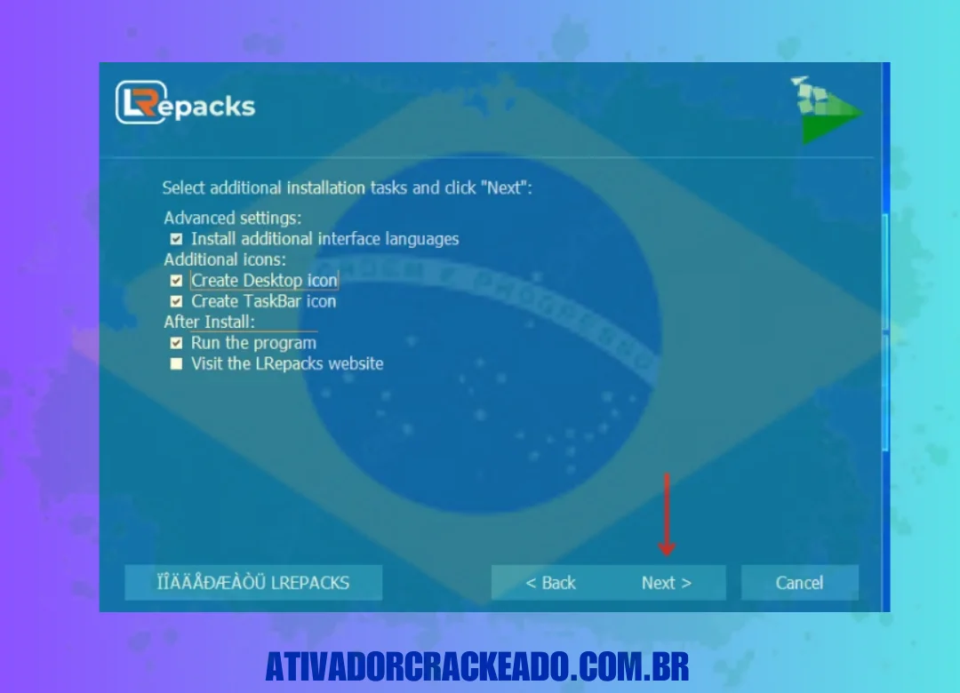 Em seguida, selecione as tarefas de instalação necessárias e clique em Avançar.