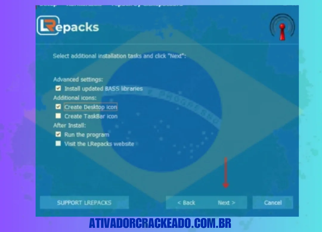 Em seguida, selecione tarefas de instalação adicionais e clique em Avançar.