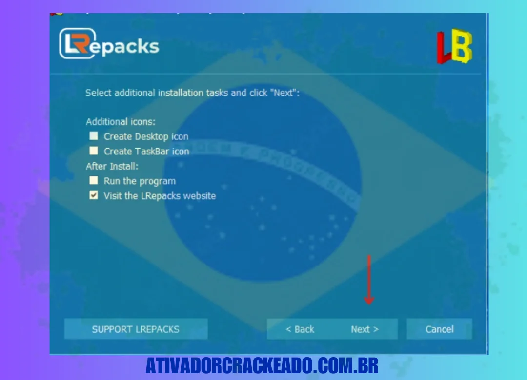 Em seguida, selecione tarefas de instalação adicionais e clique em Avançar.