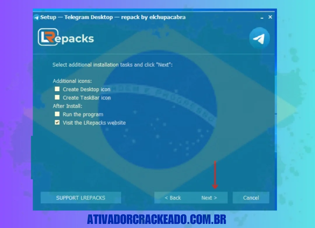 Em seguida, selecione tarefas de instalação adicionais e clique em Avançar.