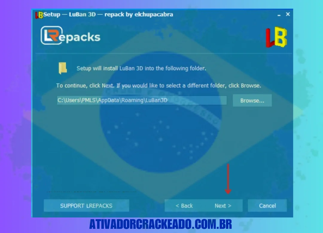 Então, se você quiser selecionar o local de instalação, clique em Procurar, caso contrário, clique em Avançar.