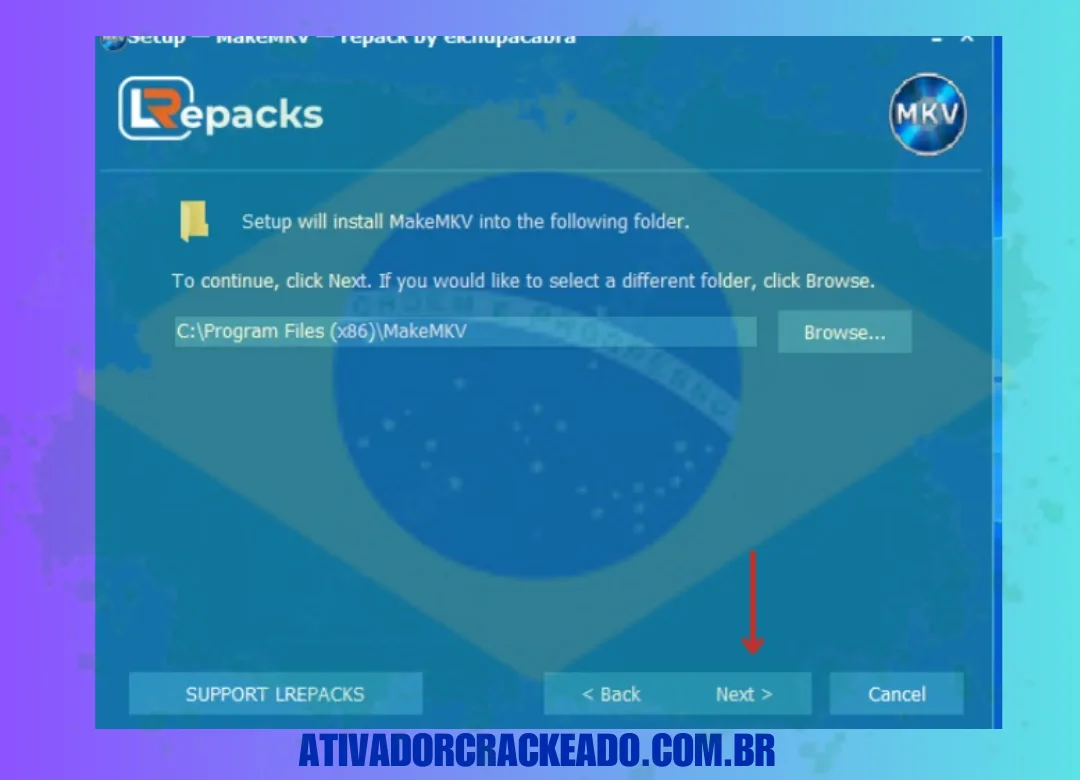 Então, se você quiser selecionar o local de instalação, clique em Procurar, caso contrário, clique em Avançar.