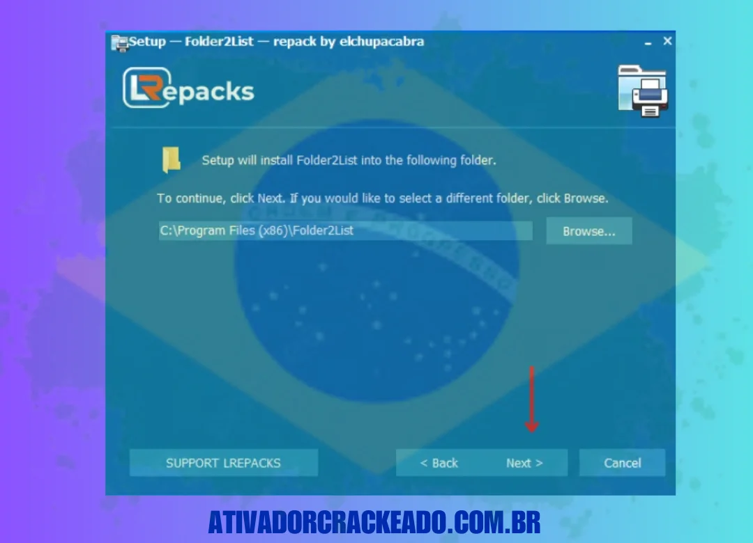 Então, se você quiser selecionar o local de instalação, clique em Procurar, caso contrário, clique em Avançar.