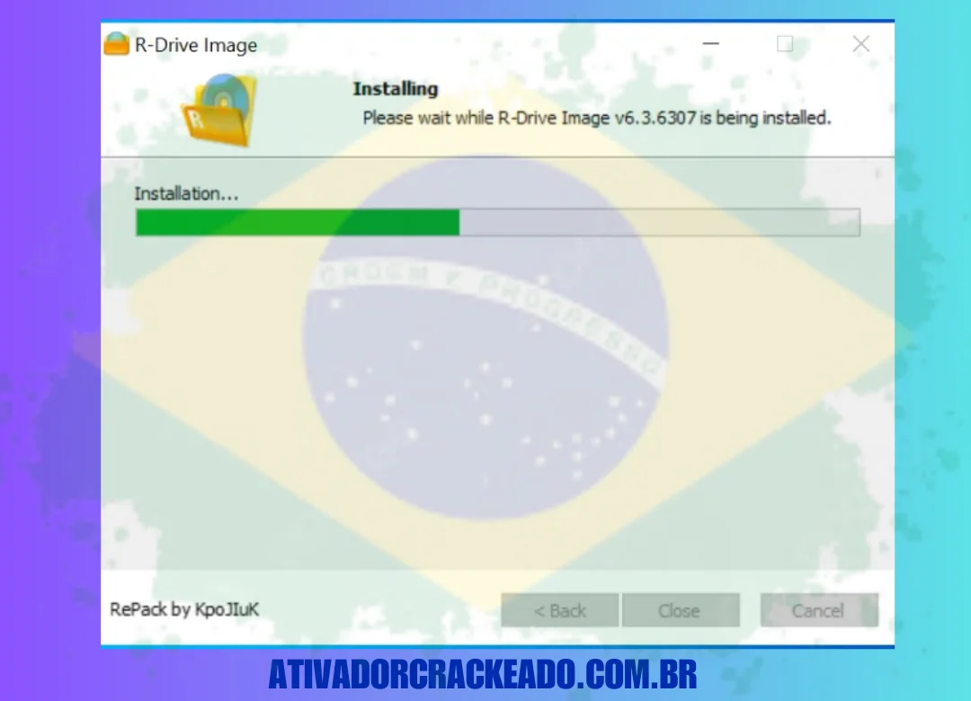 Instalação em andamento.