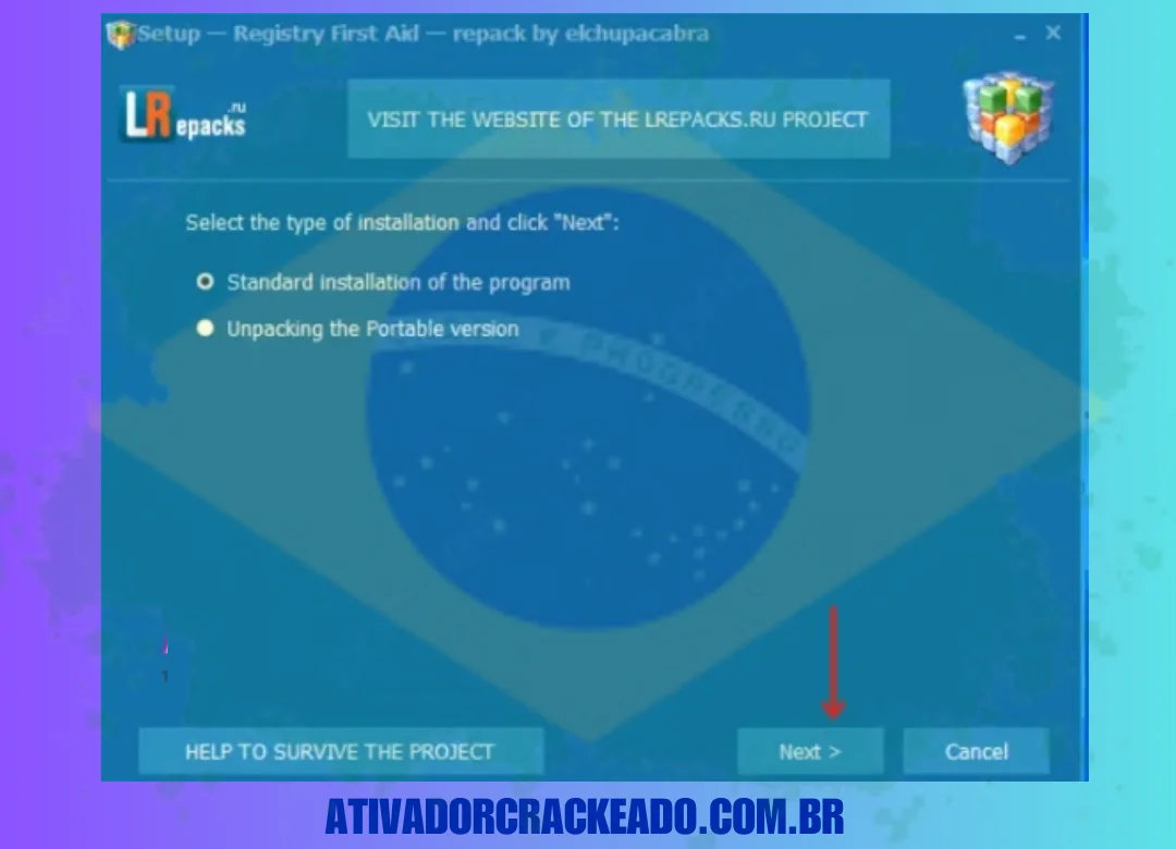 Primeiro, selecione o tipo de instalação e clique em Avançar.