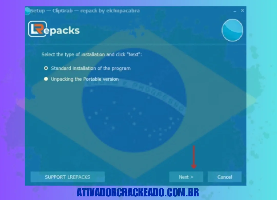 Primeiro, selecione o tipo de instalação e clique em Avançar.