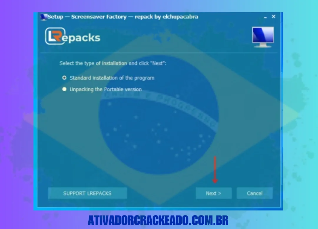 Primeiro, selecione o tipo de instalação e depois clique em Avançar.