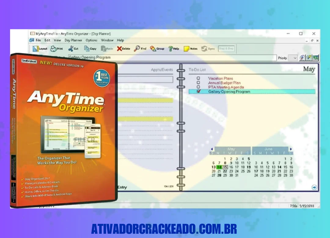 Vantagens do AnyTime Organizer Deluxe Não Requer Ativação