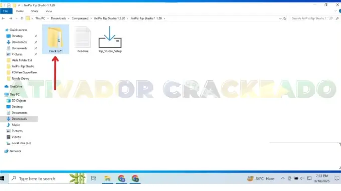Abra a pasta UZ1 Crackeado.