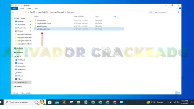 Agora, abra a pasta 'Windows Slimmer'.