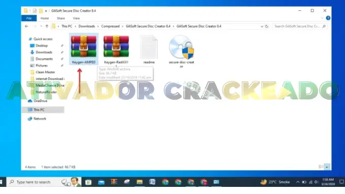 Agora, para ativar, abra o arquivo Keygen-Amped.zip.