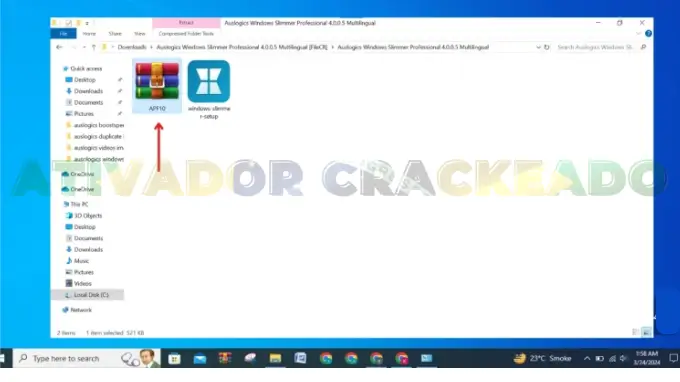 Agora, para ativar, abra o arquivo zip 'APF10'.