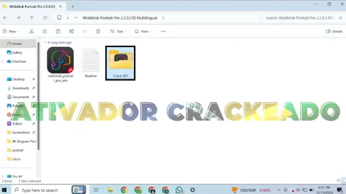 Agora, para ativar o programa, abra a pasta UZ1 Crack.