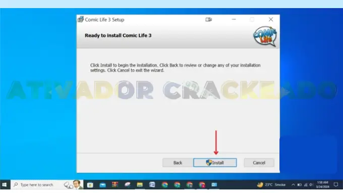 Em seguida, prossiga com a instalação do software clicando em 'Instalar'.