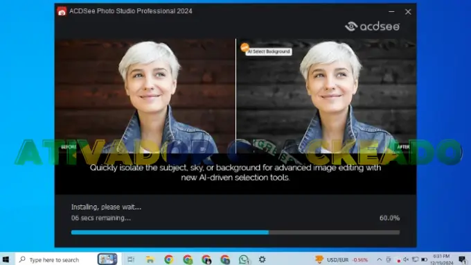 Instalando o ACDSee Photo Studio Professional 2026, aguarde um momento.