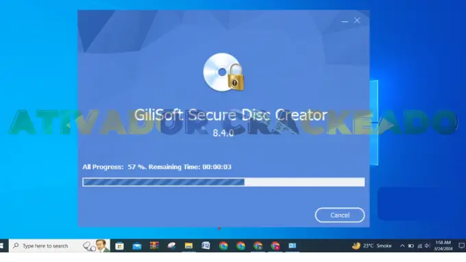 Instalando o GiliSoft Secure Disc Creator. Aguarde um momento enquanto a instalação é concluída.