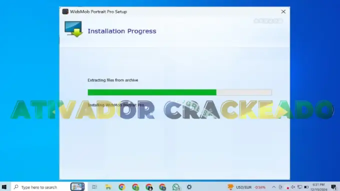 Instalando o PortraitPro, por favor, aguarde um momento, pois o processo pode levar até um minuto ou mais.