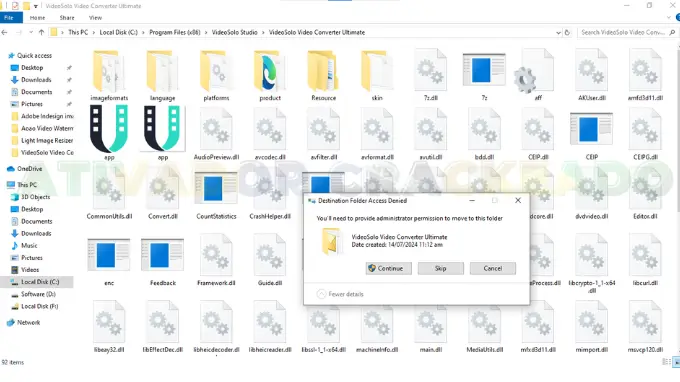 Mova o arquivo patch.exe para a pasta. Se uma mensagem aparecer, escolha “Substituir o arquivo no destino” para continuar.