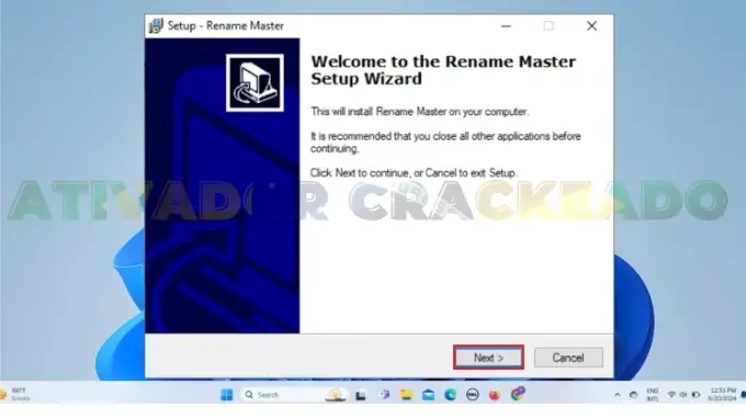 O Assistente de Configuração do Rename Master será iniciado