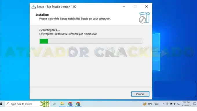 O JixiPix Rip Studio Full está sendo instalado. Aguarde até que o processo seja concluído.