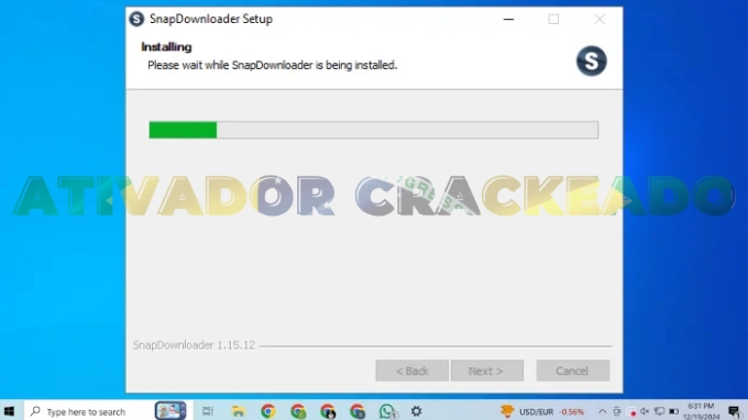 O SnapDownloader está sendo instalado, então você precisará aguardar um pouco.