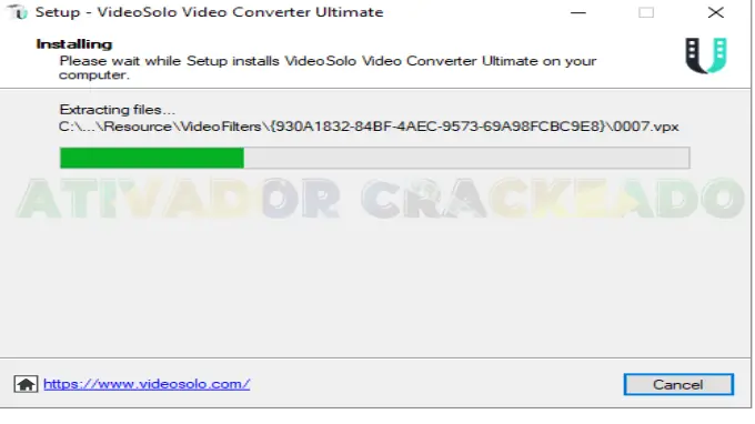 O processo de instalação do VideoSolo Video Converter será iniciado. Aguarde alguns instantes.