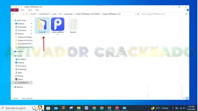 Para ativar, navegue até a pasta 'Crack UZ1'.