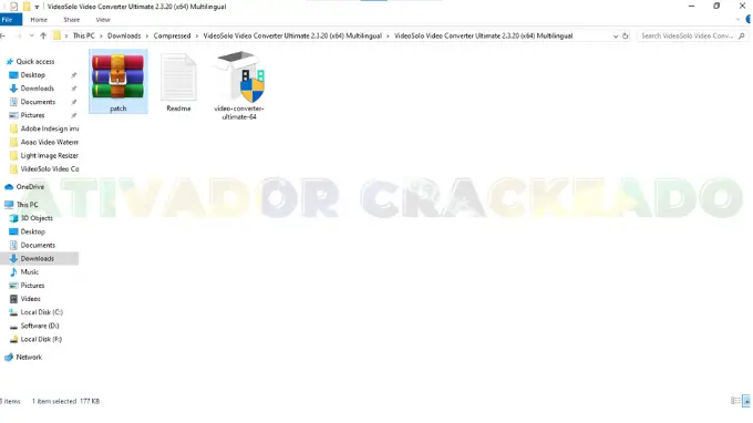 Para iniciar o processo de ativação, abra o arquivo RAR com o nome “patch”.