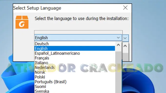 Primeiro, execute o programa baixado. Selecione o idioma que deseja usar durante a instalação.